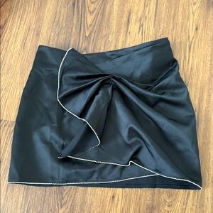 Zara Asymmetrical Black Skirt with Diamond Trim